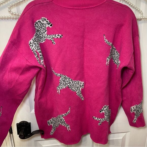 Pink Leopard Print Women's Sweater - Picture 6 of 8